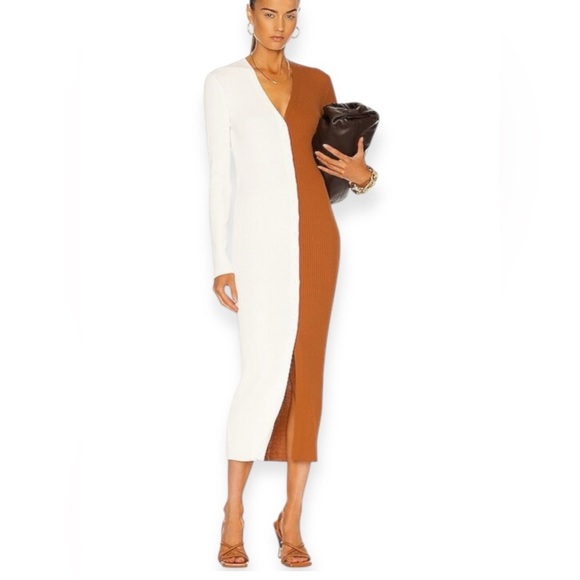 STAUD Shoko Color Block Midi Sweater Dress, size XS - Picture 1 of 5